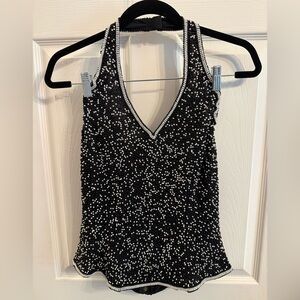 Newport News Styleworks Vintage Beaded Halter Top, small